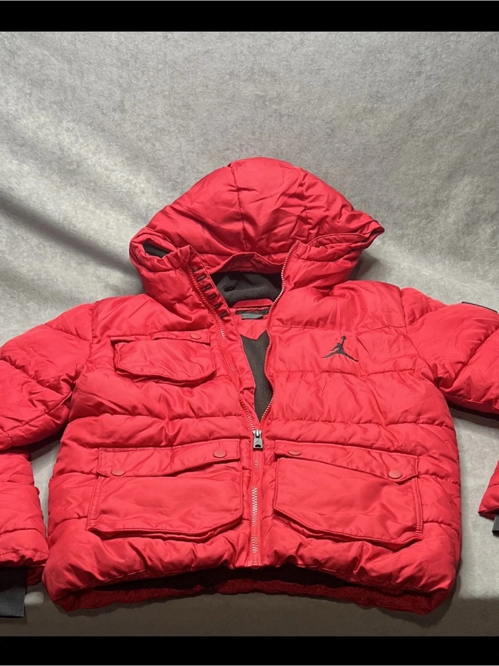 Jordan Kids Red Hooded Puffer Jacket